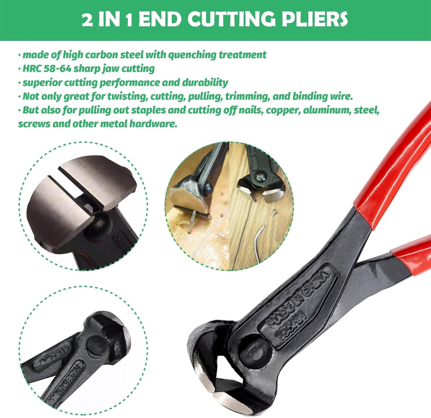 6Pcs Upholstery Staple Remover Tool with 7'' End Cutting Pliers, Tack Puller Lifter and Staple Removal Tool Quickly and Easily Extract Nails Set for Photo Frame Carpet Floor Furniture