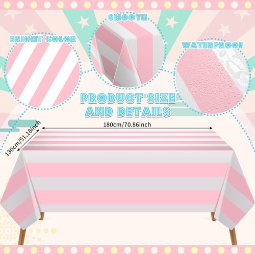 Boao 4 Pcs 3D Awning Wall Decorations Set for Ice Cream Truck Decor and Concession Stand Supplies 2 3D Awning Wall Decoration with 2 Tablecloths for Carnival Theme Party Room Decor(Pink)