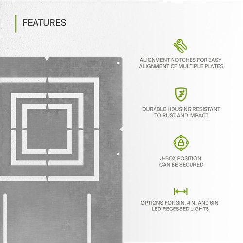 ASD New Construction Mounting Plate with Asymmetric Square Hole - 3-4-6" Flat Steel Rough-in Bracket, LED Recessed Lighting Housing, 24 Pack