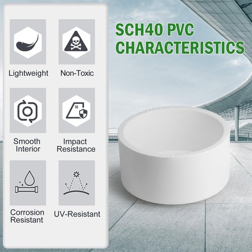 SCH40 PVC Cap 2 Inch - Fit Standard 2" SCH40 PVC Pipes (OD Approx. 2.375"), Zernmiarder Furniture Grade Pipe Caps, White Pipe Cover Fittings for Plumbing, DIY, Garden & Furniture - 2 Pcs