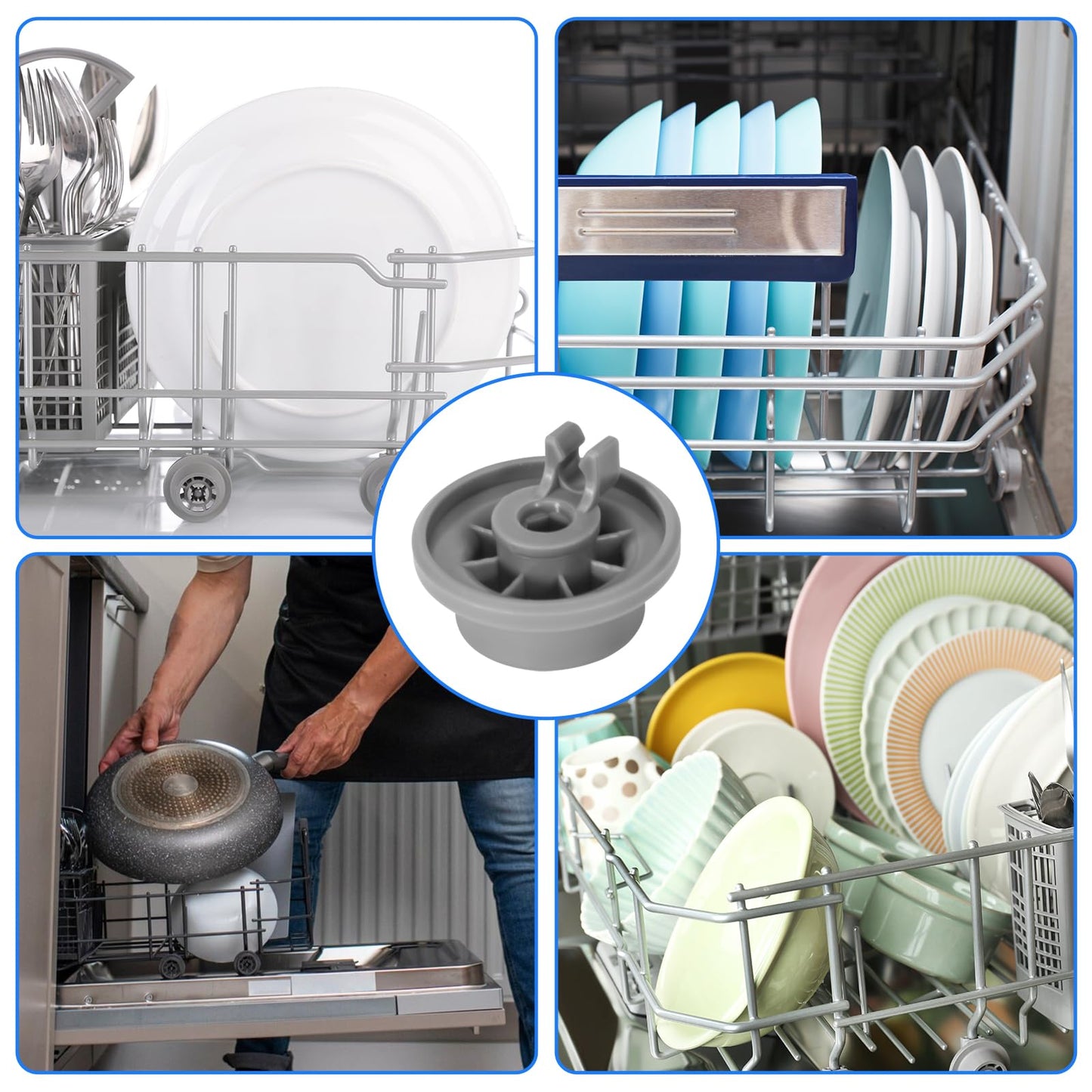4 Pack 165314 Dishwasher Lower Rack Wheels Replacement for Bosch Kenmore Dishwashers, Replaces 420198 423232 AP2802428 PS3439123 PS8697067, Bottom Dishrack Roller