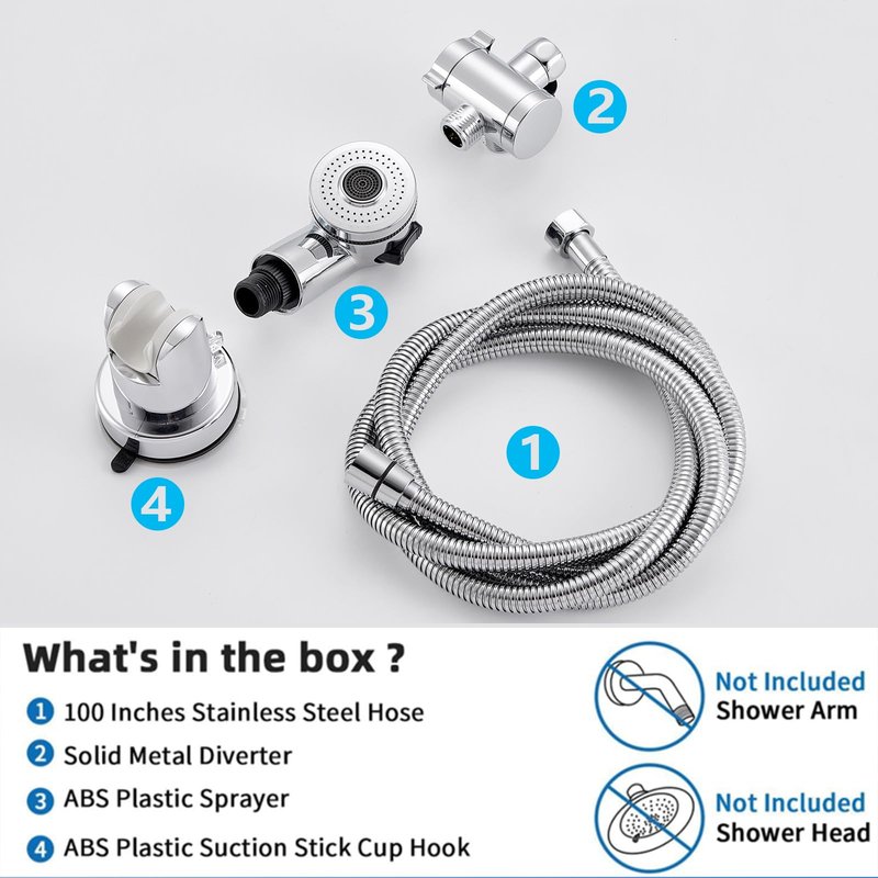 KroBer Dog Shower Sprayer Attachment for Pet Showering, Chrome Finish