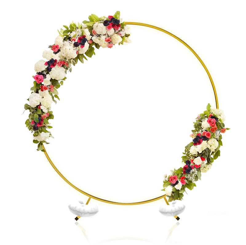 Round Backdrop Stand - Rust Free Iron Made 7.2 Ft Gold Circle Backdrop Stand for Parties, Arch for Balloons - Portable & Easy to Assemble Wedding Arch Frame - Sturdy & Stable, Handles Wind Outdoors