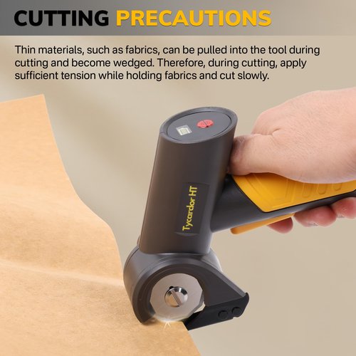 tycardor HT® 4V Cordless Electric Scissors, High Speed Cardboard Cutter with 2 Blades and Storage Bag, Rechargeable Box Cutter, Heavy Duty Rotary Cutter for Fabric Carpet Leather Plastic Cloth Cutting