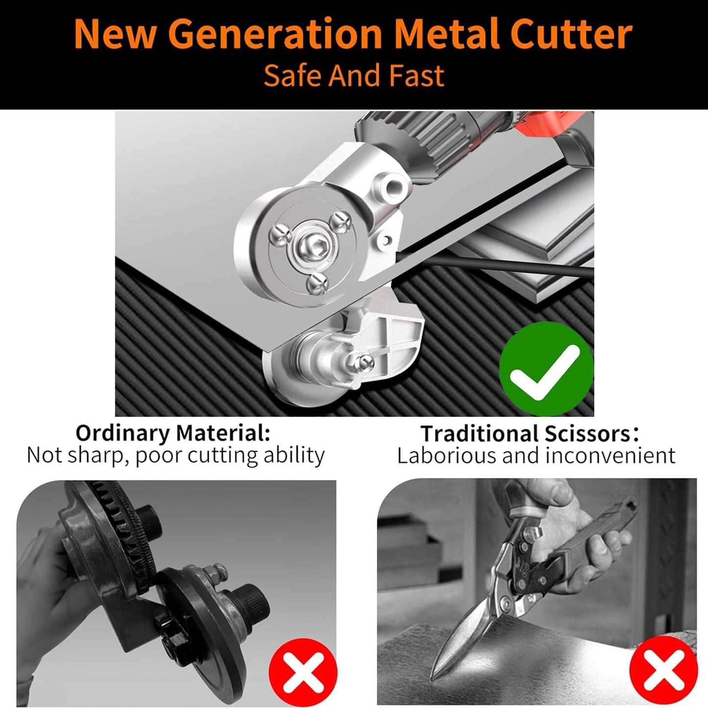 Electric Drill Plate Cutter Attachment, 2025 Upgraded Metal Sheet Cutter Adapter - Drill Cut Pro Metal Plate Cutting - Nibbler Metal Drill Attachment for Iron, Copper, Aluminum, and Steel Sheets