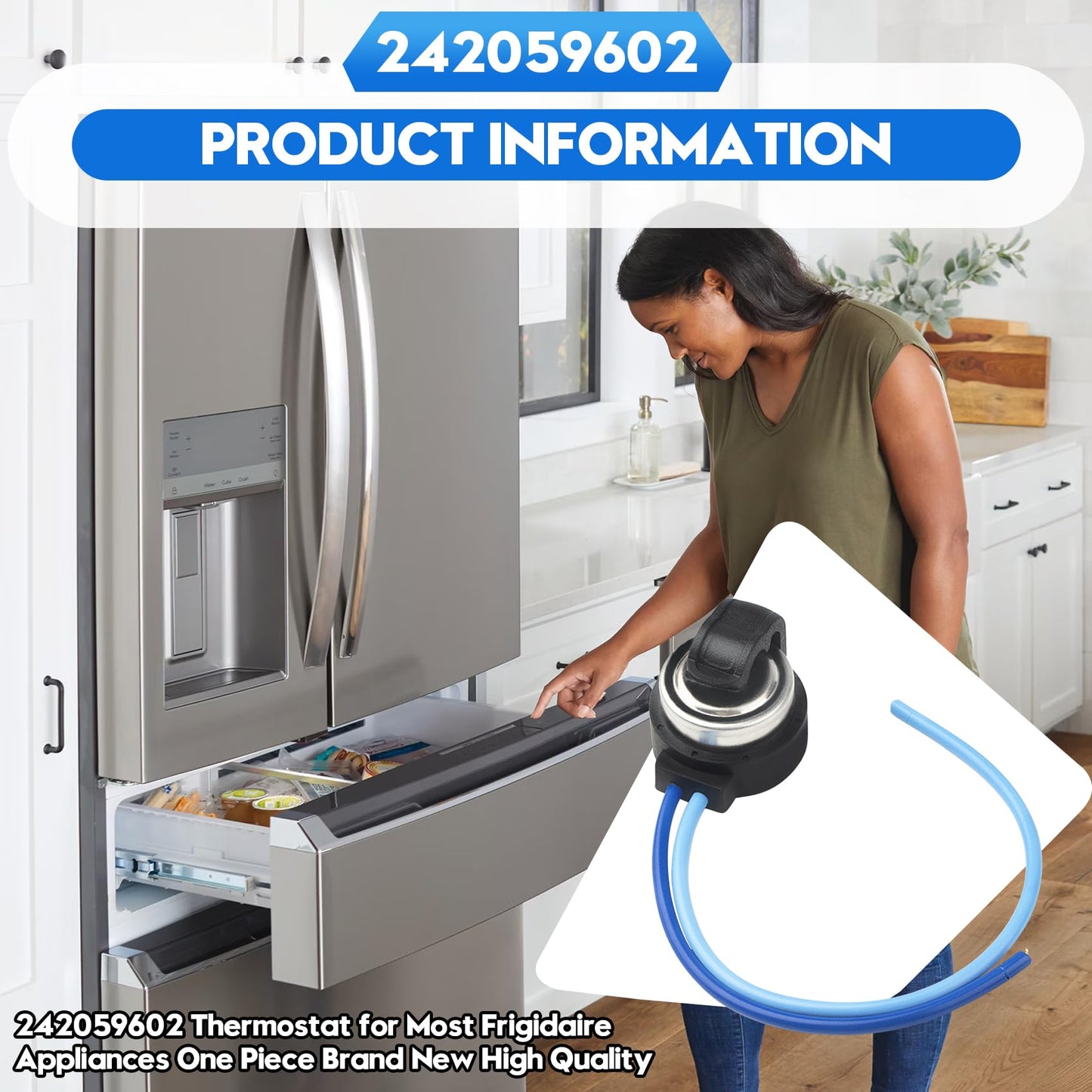 242059602 Defrost Thermostat Fits for Frigidaire, Electrolux, Gibson, Kelvinator, Westinghouse Refrigerator, Replace Part Number 242059602 PS6448036