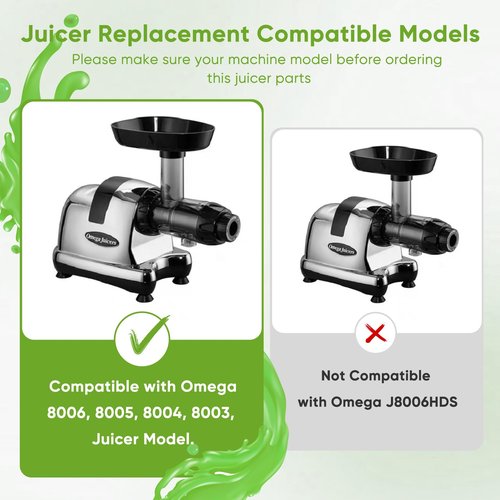 Juicer Auger Replacement Parts Compatible with Omega 8006 8005 8004 8003 NC800, NC900 Slow Juicer Accessories, Cold Press Juicer Feeding Chute Washable Accessory