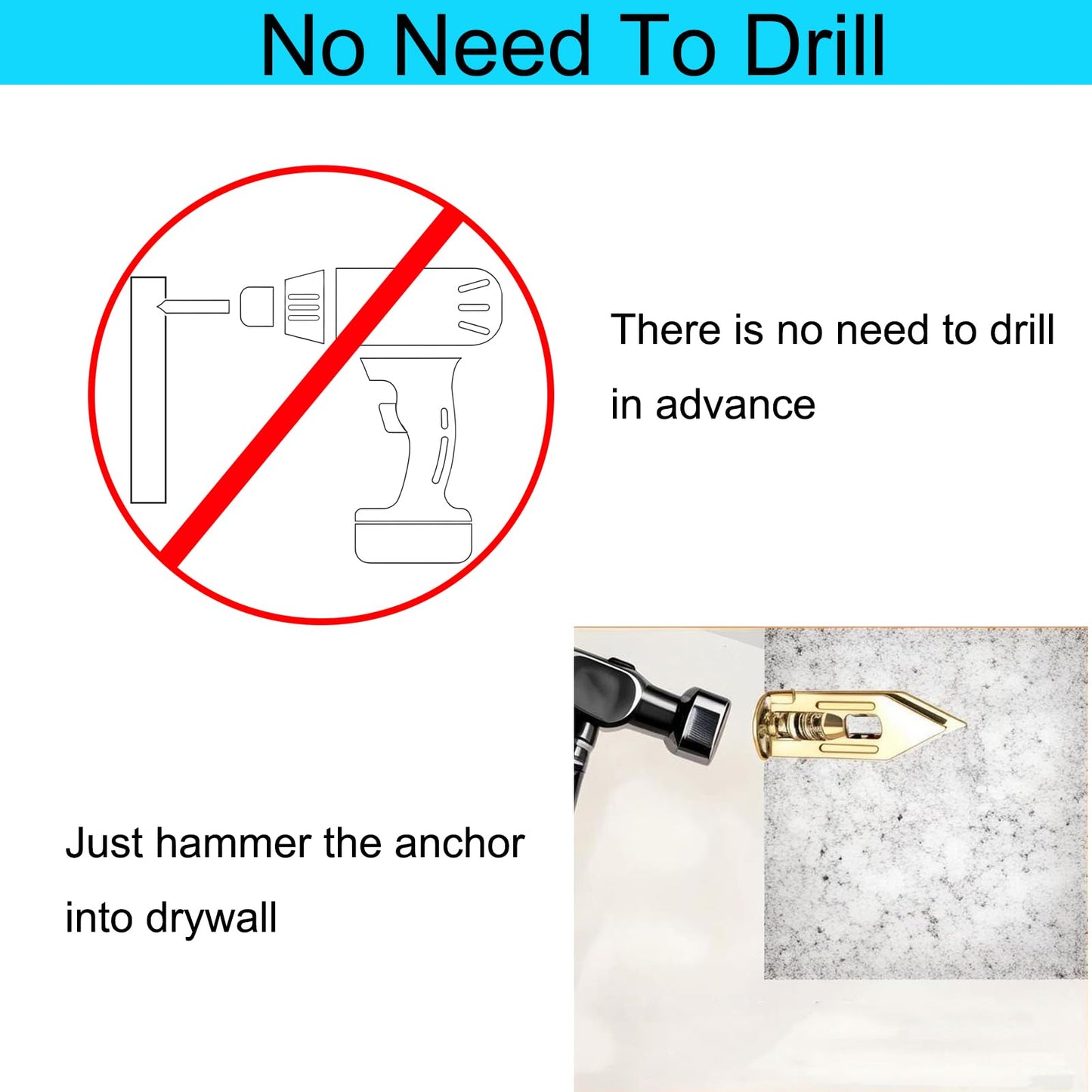 80 Pcs Metal Expansion Bolt for Drywall,Upgrade The Drywall Anchors,No Drill or Holes in Wall,Easy to Install and Widely Applied,40 Sheetrock Anchors & 40 Self Tapping Screws