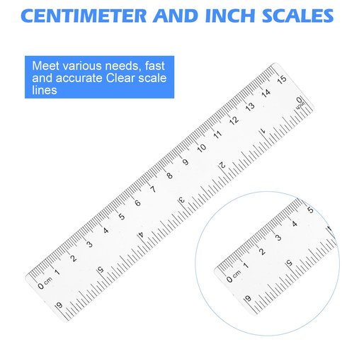 8 Pack 6 Inch Ruler Plastic Straight, Transparent Measuring Tool, Transparent Small Ruler with Inches and Metric Measuring for School, Office,and Home Use