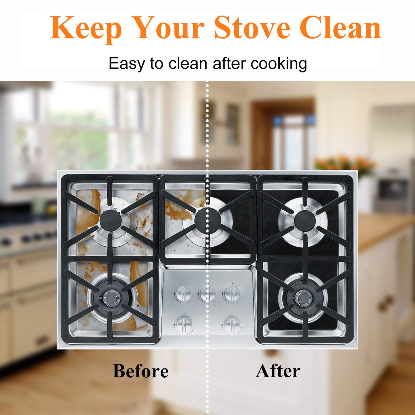 10 Pack Stove Burner Covers Double Thickness Reusable Non-Stick Heat-Resistant Gas Range Protectors for Kitchen and Easy to Clean(Black)FLSEPAMB