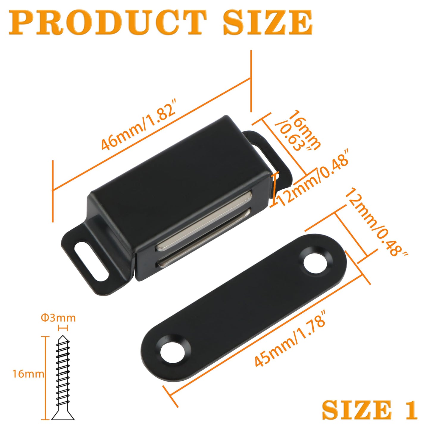Alise Magnetic Cabinet Door Catch 4Pcs,Cabinet Door Magnets Catches Magnetic Door Closers for Cabinets,Stainless Steel Black Magnetic Cabinet Latch Door Latches for Closet Cupboard Drawer Kitchen