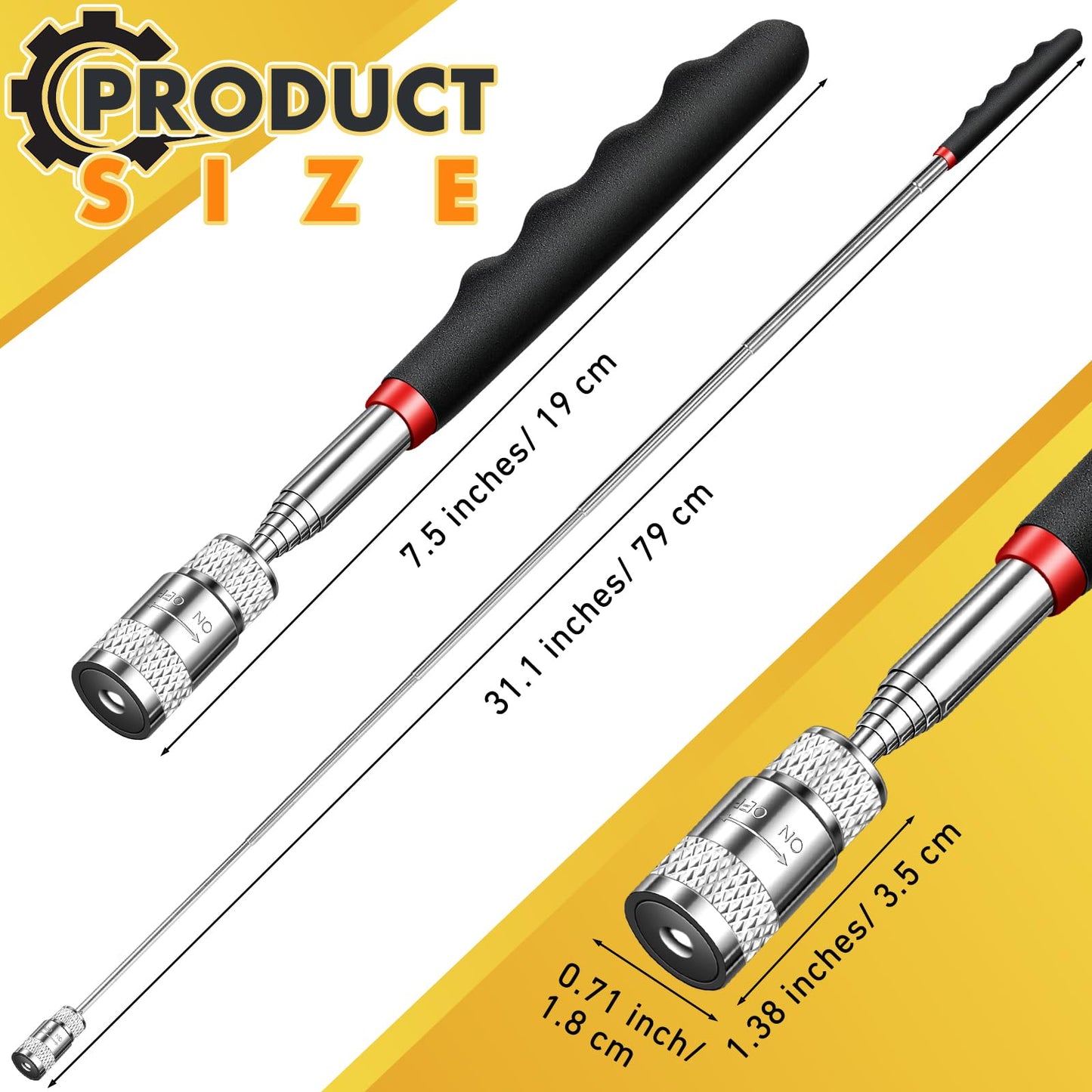 Lasnten Needle and Pin Retriever Telescoping Magnetic Pickup Tool with LED Extends to 31.1" Picks up Metal Sewing Notions Without Bending Over Extendable Magnet Pickup Tool