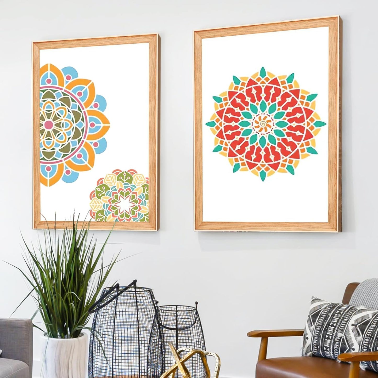 Mandala Stencils for Painting on Wood Wall Floor Furniture Tile Fabric, Small Rangoli Stencils Rock Painting Stencils for Home Decor (4 inch)