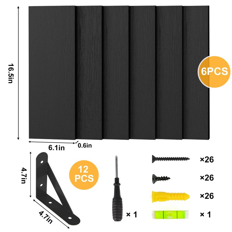 YGEOMER Wall Shelves for Bedroom, 16.5 Inch Floating Shelves for Wall, Shelves for Bathroom Storage, Living Room and Kitchen Decor (Set of 6 Black)