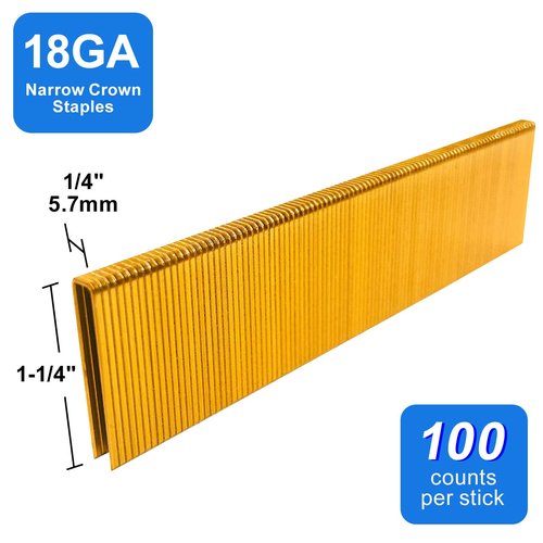 SimCos 18 Gauge 1/4" Narrow Crown Staples, Galvanized Upholstery Staples for 18 GA Pneumatic or Electric Stapler or Staple Gun (1-1/4"-3000 PCS)