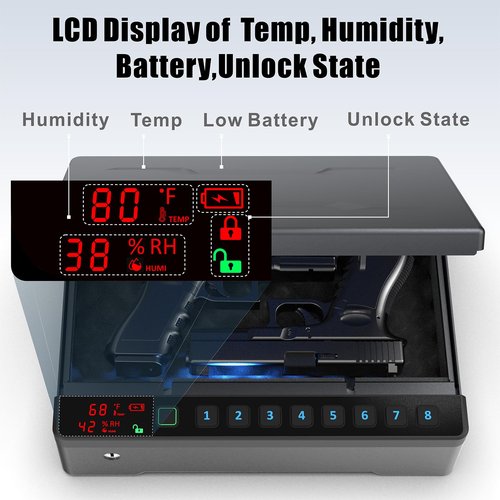 Z ZLJUAN Gun Safe, Quick Access Gun Safe for Handgun, Pistol Safe with Biometric Fingerprint/Quick Electronic Keypad/Keys