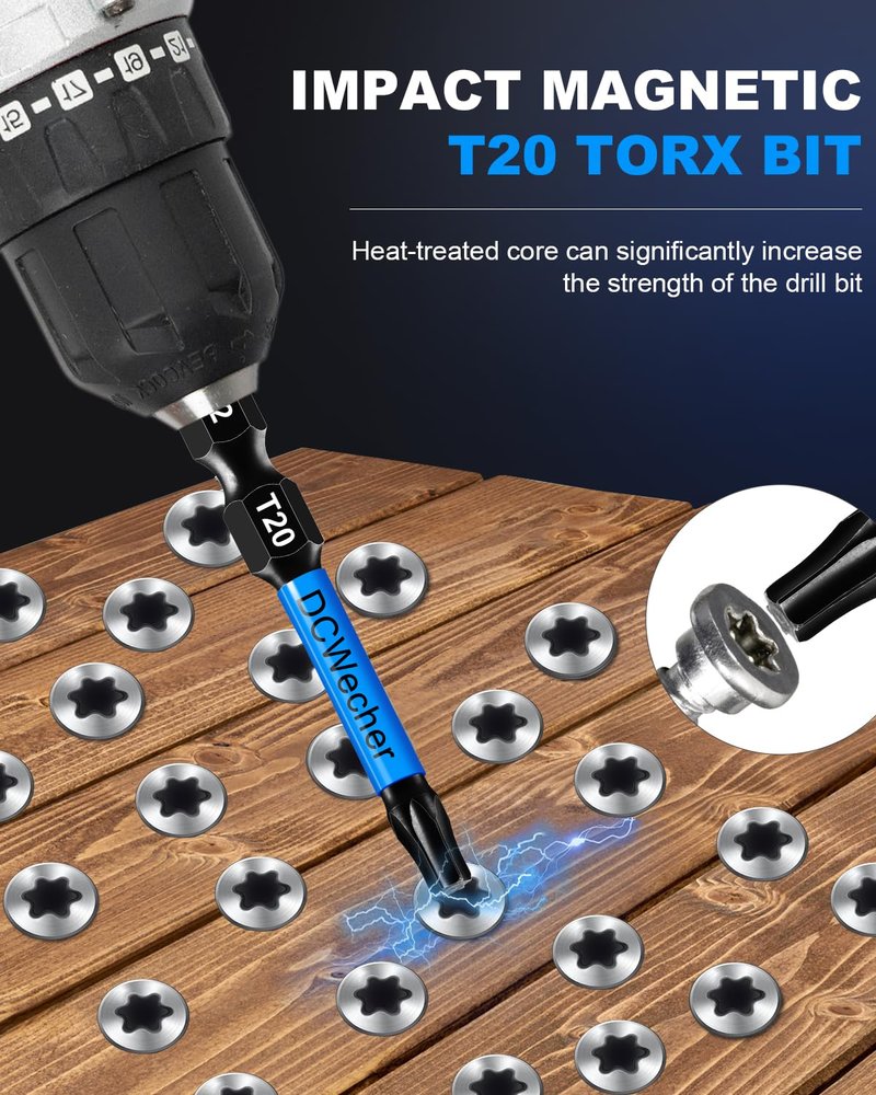 10-Pack T20 Torx Bit 2 Inch, Professional-Grade T 20 Torx Screwdriver Bits for Impact Driver, Magnetic Star Design, S2 Alloy Steel with 1/4'' Hex Shank & CNC - Machined Tips