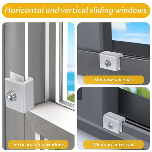 4 Sets Sliding Window Locks for Horizontal Sliding Window Bars Security Inside Windows Child Safety Locks with Key for Up and Down Windows and Horizontal Adjustable Aluminum Easy to Install Stopper