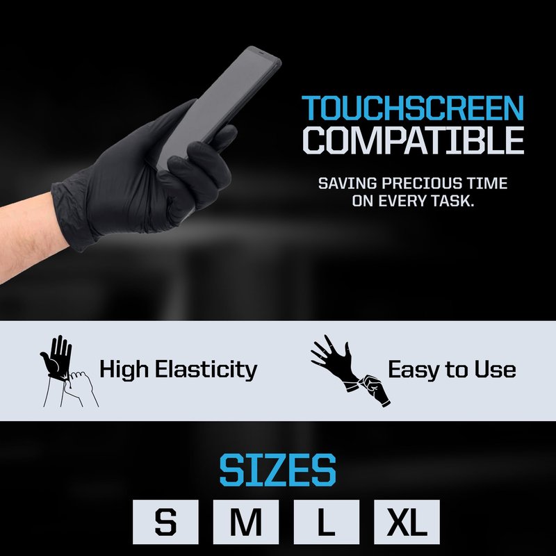 Pyrsiva 6Mil Black Nitrile Disposable Medical Exam Gloves - Heavy Duty 1000 PCS Gloves Powder-Free Latex-Free - Doctors, Nurses, Chefs, Mechanics, Cleaning, Food Prep & More
