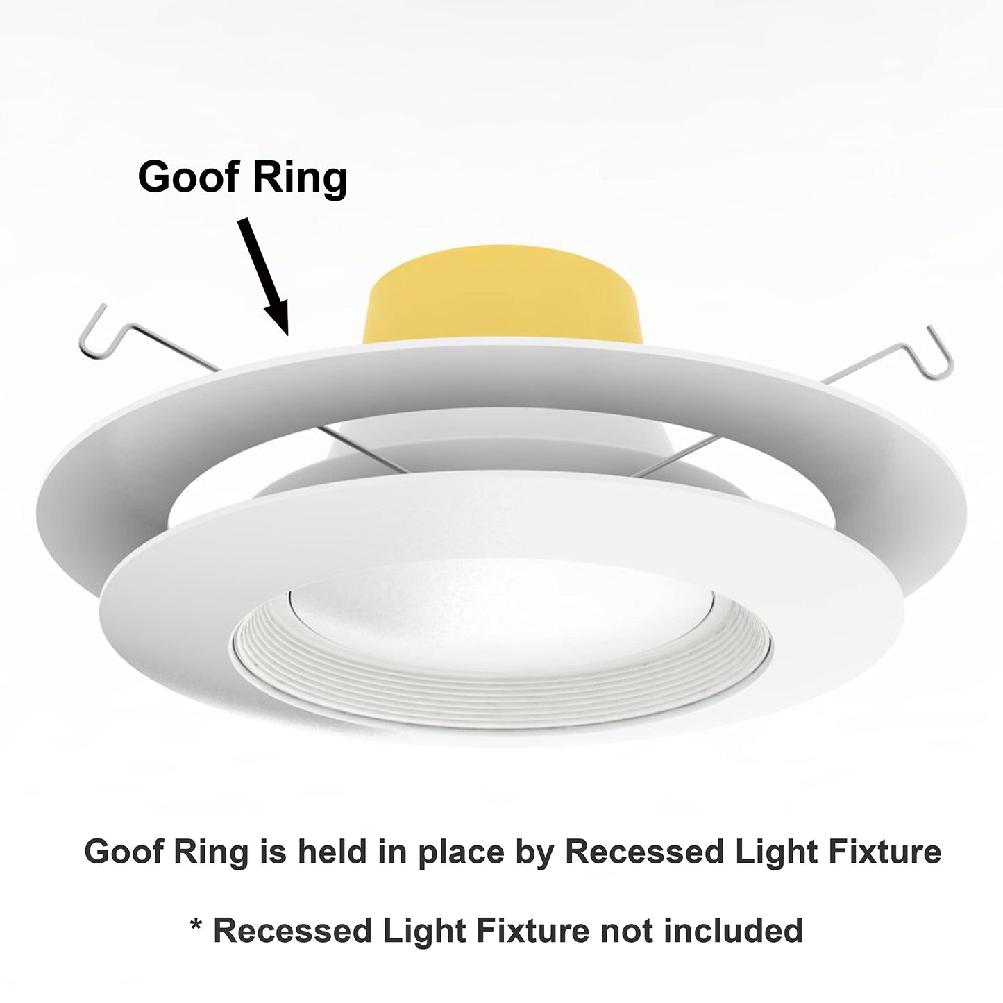 6 Pack Gloss White Goof Trim Ring for 8" Inch Recessed Can Lighting Down Light, Outer Diameter 8.6 Inches, Inner Diameter 6.2 Inches