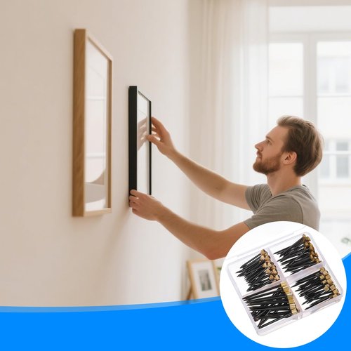 120 Pcs Picture Hanging Nails, 4 Styles Wall Decorative Nails for Hanging Pictures Picture Frame Hangers Nail Hardware Tool with Plastic Box for Claw Drywall Pictures Mirrors Painting Baskets