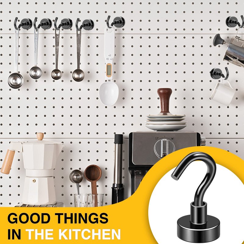 DIYMAG Magnetic Hooks for Hanging, 30lbs 2026 Cruise Cabin Ship Essentials N52 Magnetic Hook Heavy Duty Strong Magnets Fridge for Classroom Beach Kitchen Grills 10 Pack Black