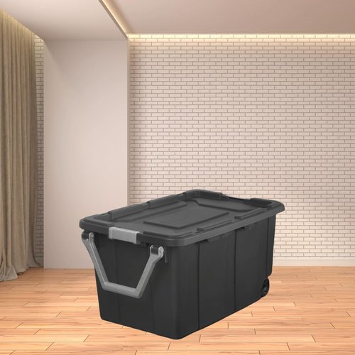40-Gallon Wheeled Plastic Storage Bin – Extra Large Container with Handle, Gray, 2-Pack