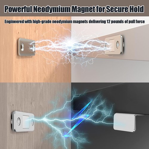 Magnetic Cabinet & Furniture Door Catch - Quiet Ultra Thin Catches with Screws Drawer Magnet Latch for Sliding Door Closure Closet Closer, Invisible Anti-Collision Door Catches (Black, 4)