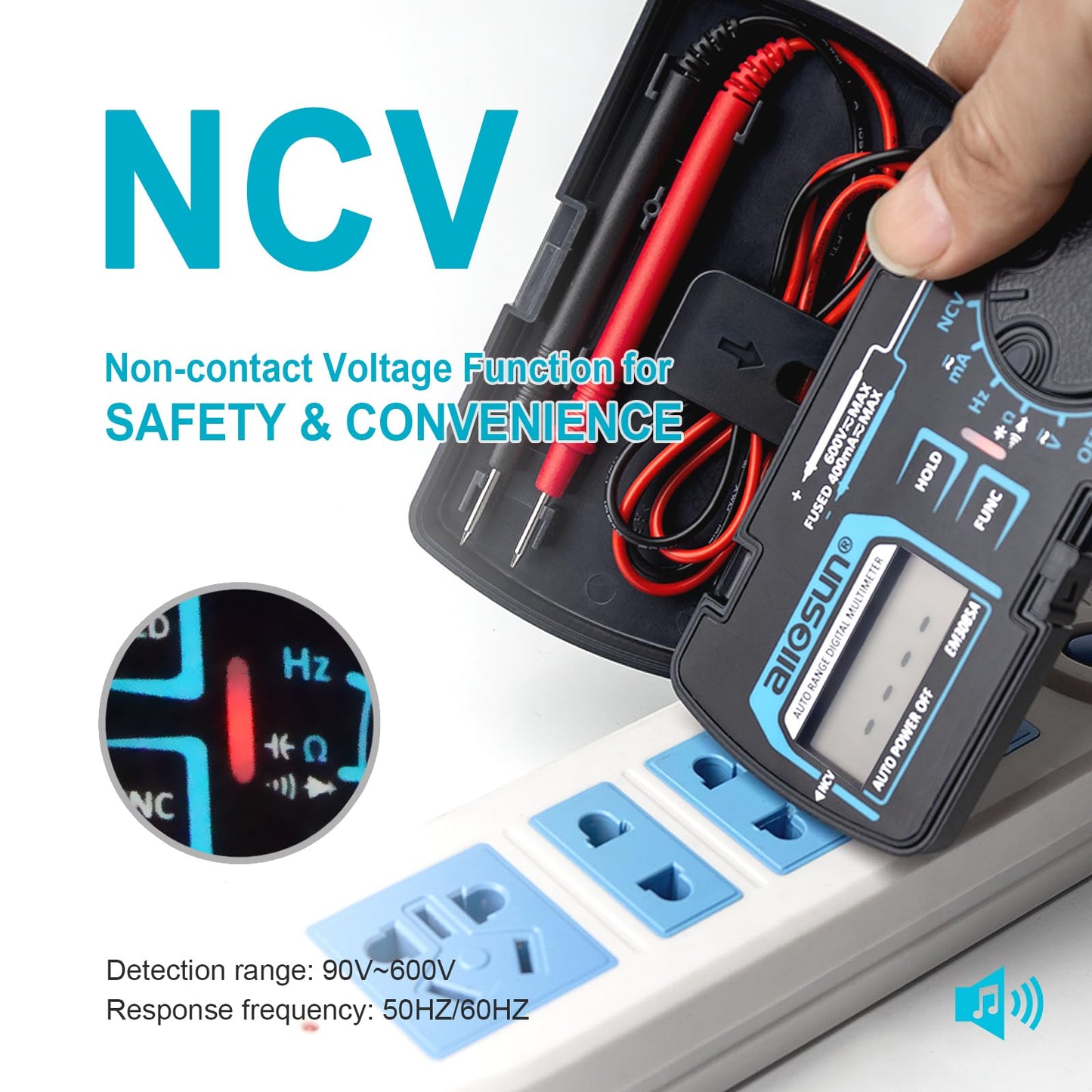 ALLOSUN Digital Multimeter Pocket Size DC AC Voltage Current Tester NCV Ohm Capacitance Frequency Diode and Continuity Test Auto Range (EM3085A (Upgraded))