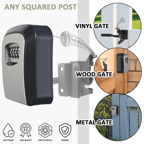 PILISPARK Gate Latch -Secure Keyless and Latch with 2-Way Access,Durable & Versatile for Metal,Wood,and Vinyl Fence,2 Install Method for Privacy Fence,Outdoor Fence,Barn Door Lock,Wooden Fence(Black)