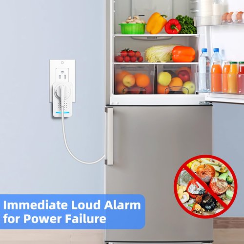 Power Failure Alarm, Super Loud 0-120dB Adjustable 6 Siren Power Outage Alarm for Freezer 12H Alert & HV/LV Alert for Freezer,Fridge, Basement,Garage