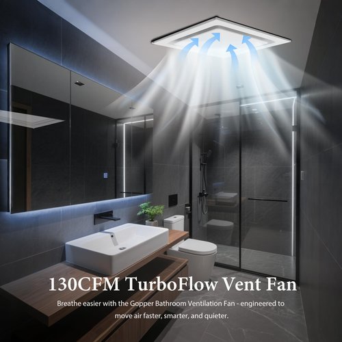 Orsong Bathroom Exhaust Fan 12" Panel (No Light),10" Hole Size,Pure Copper Motor,130 CFM 1.0 Sones Quiet Ceiling Exhaust Fan, 4" Duct for Bathroom/Garage/Home, White
