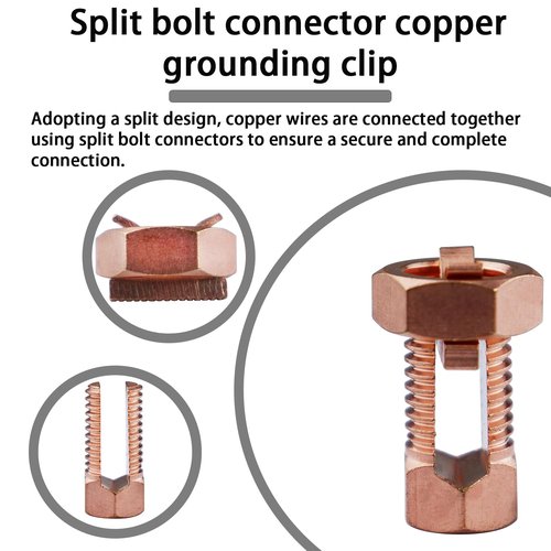 Bntyok Split Bolt Connector High Strength Copper Grounding Clamps for Completing Ground Bonding to Bare Wires TJ-16 (6 PCS)