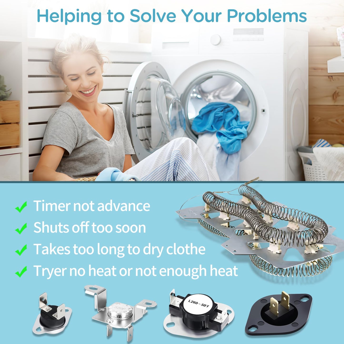 Dryer Heating Element Kit for sam sung DV405ETPASU/AA DV220AEW/XAA DV330AEW/XAA DVE45N5300V/A3 DV365ETBGWR/A3 DV36J4000EW/A3 DV395ETPASU/A1 DV393ETPAWR/A1 DVE45N5300W/A3 DV42H5400EF DVE50T5300C/A3