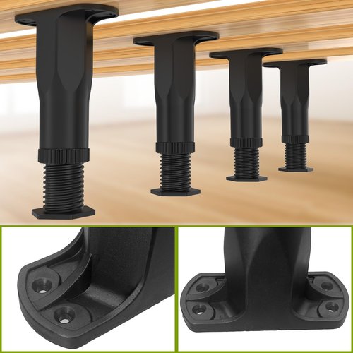 6 PCS Adjustable Height Bed Support Legs (5.1"-8.3") Bed Frame Legs for King Queen Bed Slats Bed Slat Support Bed Frame Center Support Furniture Leg Replacement Kit Bed Frame Support Legs with Screws