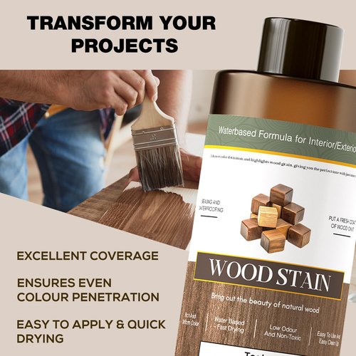 Wood Stain - Stain for Wood - Natural Stain for Furniture - Water Based | Fast Drying, Low Odor - Outdoor & Indoor Paint for Paneling, Cabinets and More - 6.7oz (Natural Oak)