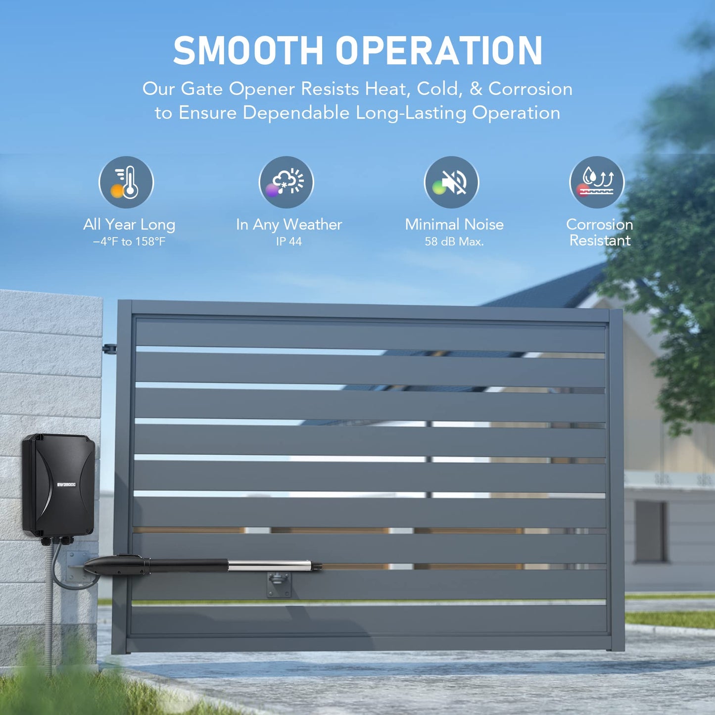 CO-Z Automatic Gate Opener Kit, App Compatible Smart Single Swing Gate Opener for Doors up to 660lb 5.9ft with Remote Controls Release Keys, Electric Gate Opening System for Driveway Home