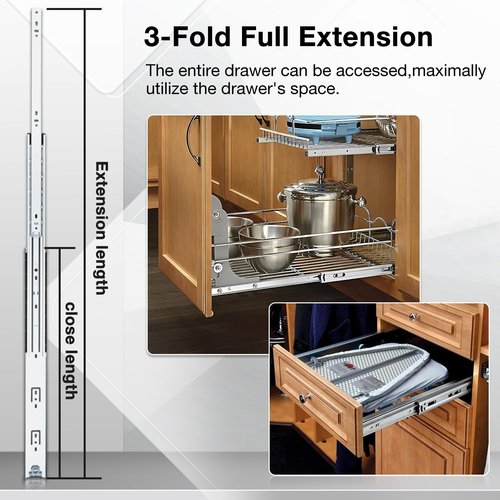 REGUDA Heavy Duty Locking Drawer Slides Full Extension Runners with Lock 12 14 16 18 20 22 24 26 28 30 32 34 36 38 40 Inch Side Mount Ball Bearing Rails Track Glides 150 Lbs (Without Lock, 12 inch)