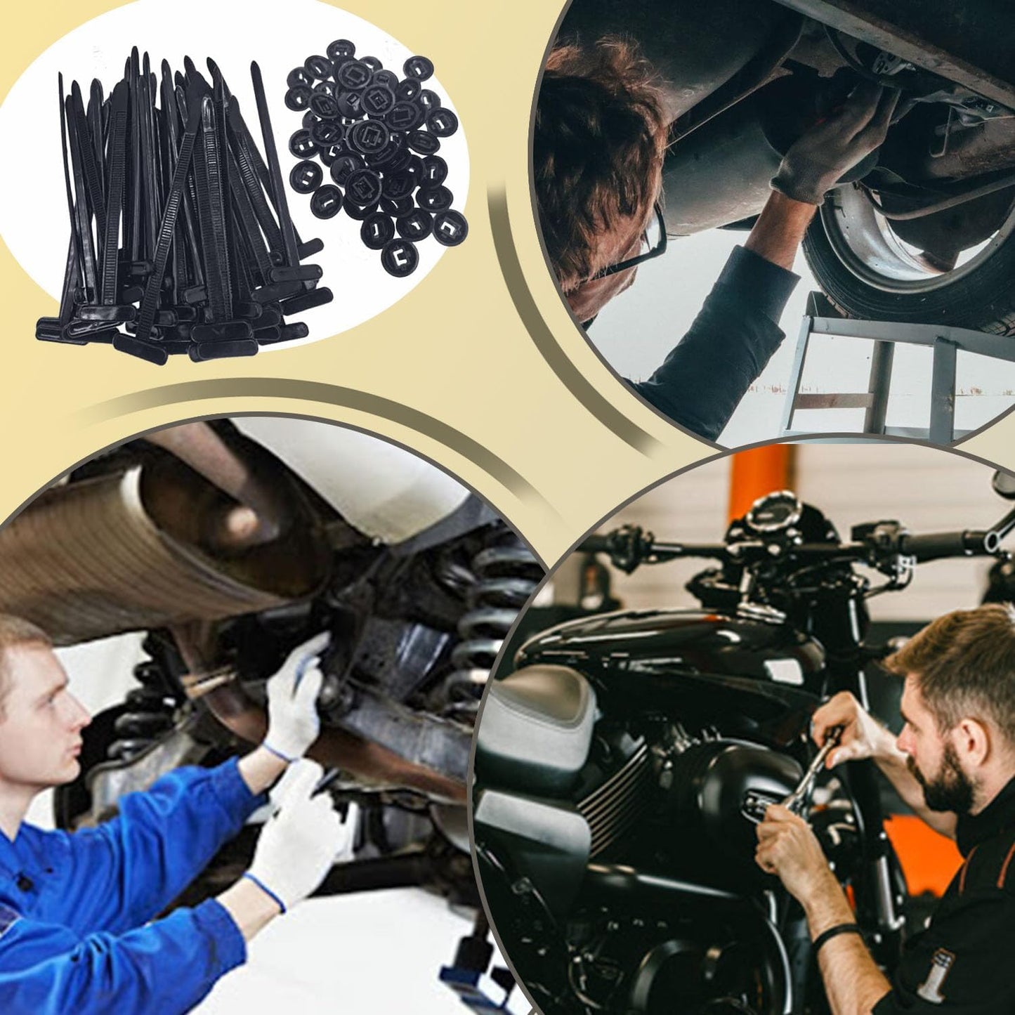 Nylon Universal Cable Tie Buckle, Locking Zip Ties Holder with Pin & Button Design, Suitable for Car Daily Auto Fixing (50PCS)