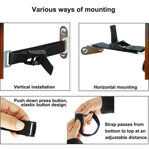 Anti Tip Furniture Anchors,(4 Sets) Adjustable Child Safety Anchors – Earthquake Proof & Baby Proofing Kit for Securing Dressers, TV Stands, Cabinets, Bookshelves.