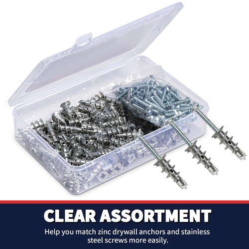 Drywall Anchors and Screws Kit, 200 Pcs Self Drilling Drywall Anchors, 100 Pcs Zinc Sheetrock Anchors and 100 Pcs #8 x 1-1/4" Metal Screws, Heavy Duty Wall Anchors, 75 Lbs Hanging Mounting