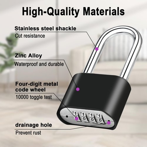 Faburo 2pcs Combination Lock, 4-Digit Heavy Duty Combo Lock, Combination Padlock Outdoor Waterproof Gate Locks for Outdoor Fence, Locker, Sheds, Gym, Gate Hasps (2pcs, Long Shackle)