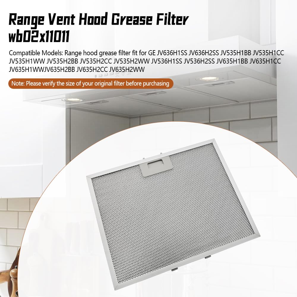 QIEFOAD WB02X11011 Grease Filter 14-1/2" x 11-5/8" Fit for GE JV636H1SS JV636H2SS JV536H1SS Range Hood