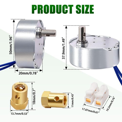 Twidec/Synchronous Turntable Motor Electric Motor 5-6RPM/MIN 50/60Hz 4W CCW/CW AC100~127V Synchron Motor for Cup Turner,Cuptisserie Rotator with 7mm Flexible Coupling TYC-50-5-6R-XLLB1PCS