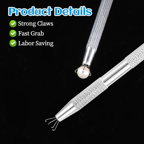 Grabber Tool Holder Set 3 Pcs Jeweler's Pick Up Piercing Taper Ball Grabber Tool for Changing Jewelry Stainless Steel Diamond Claw Tweezers Piercing Assistant Fit Tiny Objects Components Beads Cake