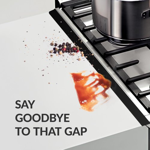 Stainless Steel Stove Gap Covers 13.8~27.5 Inch Retractable, Range Trim Kit Between Stove Top and Counter Heat Resistant & Easy to Clean Oven Gap Filler by BOGDA Black (2 Packs)