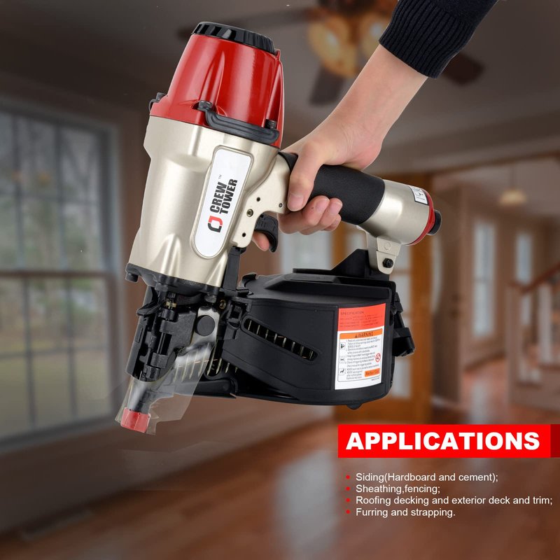 CREWTOWER Pneumatic Coil Siding Nailer CN565B, 1-1/4" to 2-1/2"