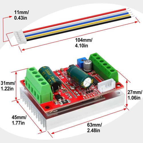 DC 6-60V 400W BLDC Three-Phase Brushless Motor Controller PWM Hall Motor Control Driver Board 12V 24V 48V with Forward/Reverse/Stop/Brake Function
