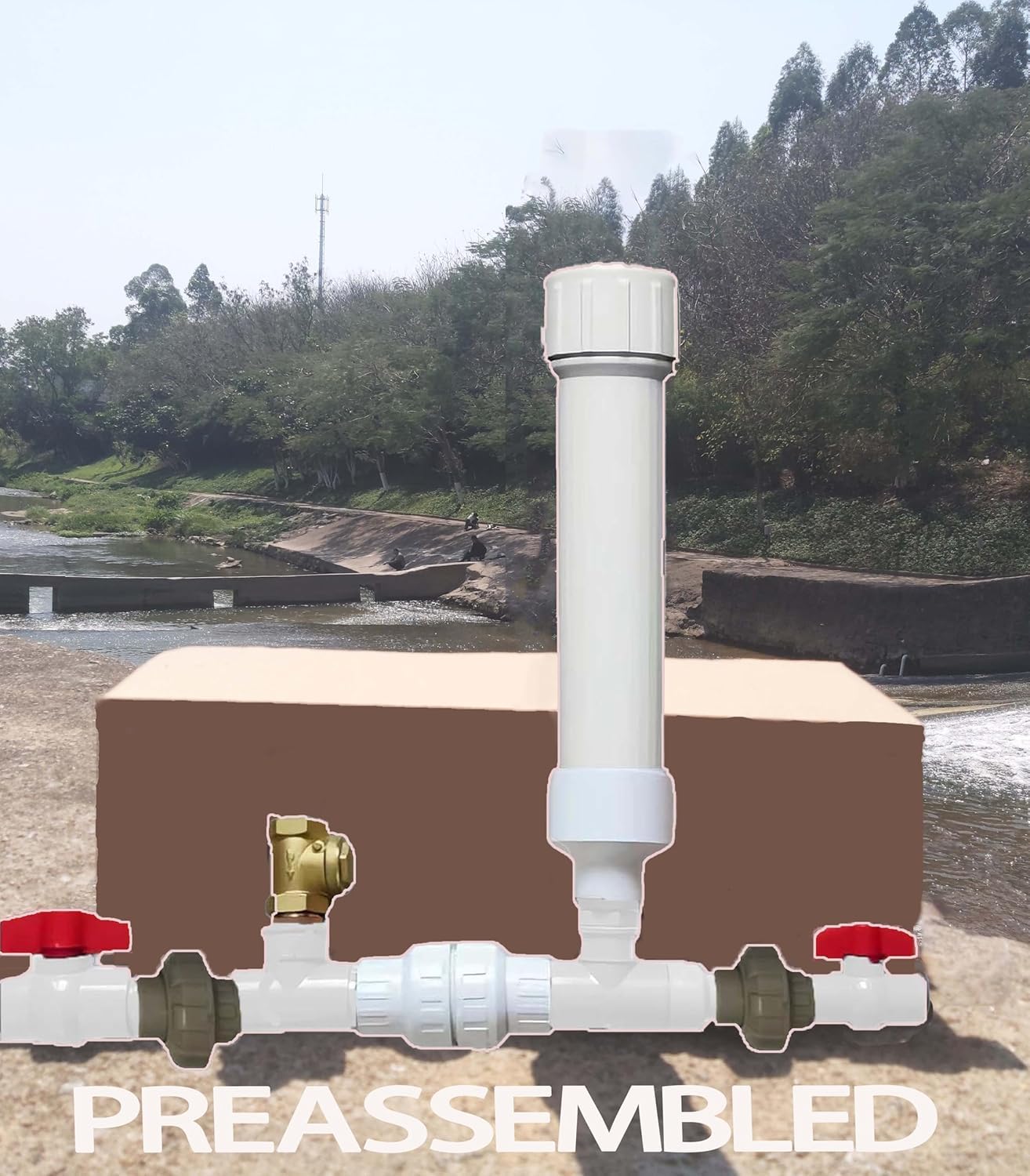 Hydraulic Ram Water Pump, Off-Grid Stream Pump System, No Electricity Required (T 3/4(0.75)")