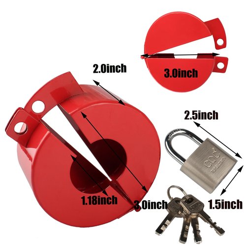 Faucet Valve Lock with Padlock Outdoor Faucet Locks Water Spigot Lockout Device Prevent Water Stealing, Metal Red,childproof